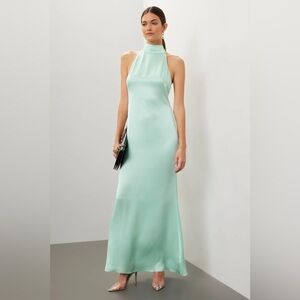 Lapointe Blue Satin Halter Gown Long Dress Size 2
